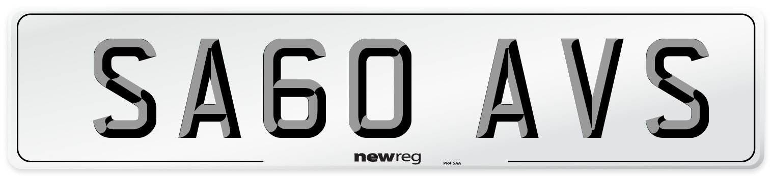 SA60 AVS Number Plate from New Reg